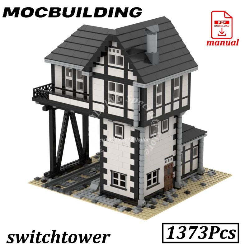 كتل برج التبديل نموذج مدينة عرض الشارع مباني السكك الحديدية MOC بناء السكك الحديدية التبديل برج الطوب ألعاب البناء الهدايا #2