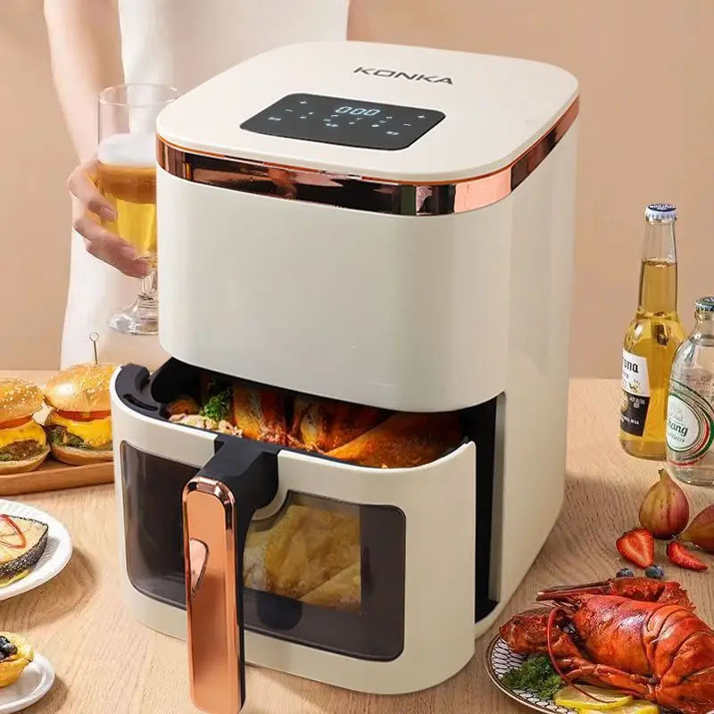 10L Air Fryer Without Oil Hot Air Electric Fryer with Viewable Window & Touch Screen Home Square Deep Fryer airfryer machine