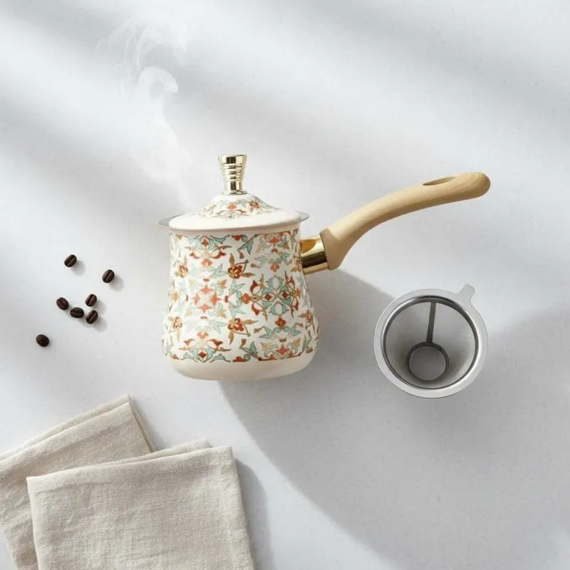 Turkish Coffee Pot Versatile Cezve Mini Sauce Pot with Spout Even Heat Distribution Long Handle Saucepan Stain Resistant view 6