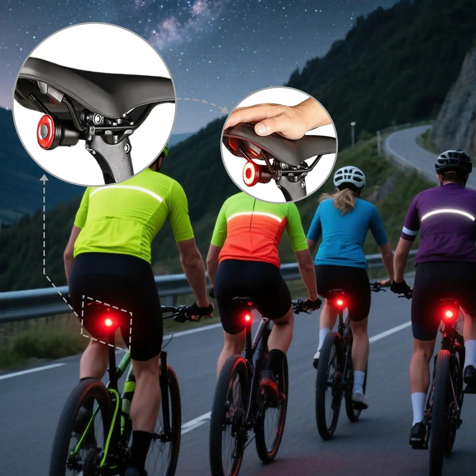 

Bicycle Rear Light Bike Lights For Night Riding With Brake Sensor USB Rechargeable Led Warning Safety Taillight With 5 Modes For