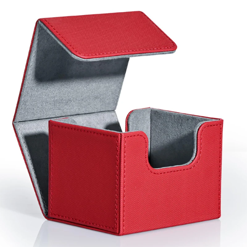 

Card Deck Box hold 100+ double sleeved cards/150+ single-sleeved cards Magnetic Closure PU leather,fits for TCG Game cards