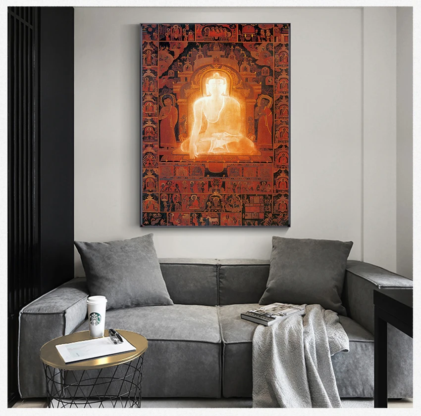 Religious Wall Art Pictures For Living Room Bedroom Decoration Poster No Frame Buddha Enlightenment Canvas Oil Painting Hd Print