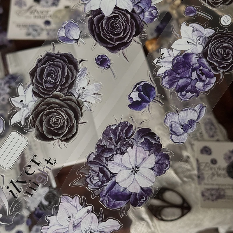 

60mm*6m Vintage Lily Flower Landscape PET Tape Creative DIY Journal Material Collage Scrapbook Stationery