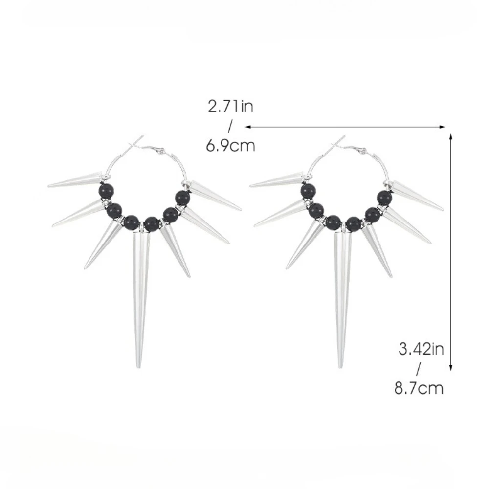 Punk Dark Gothic Rivet Earrings Hip Hop Rock Street Spikes Earrings for Female Women Creative Party Egirl Jewelry Accessories
