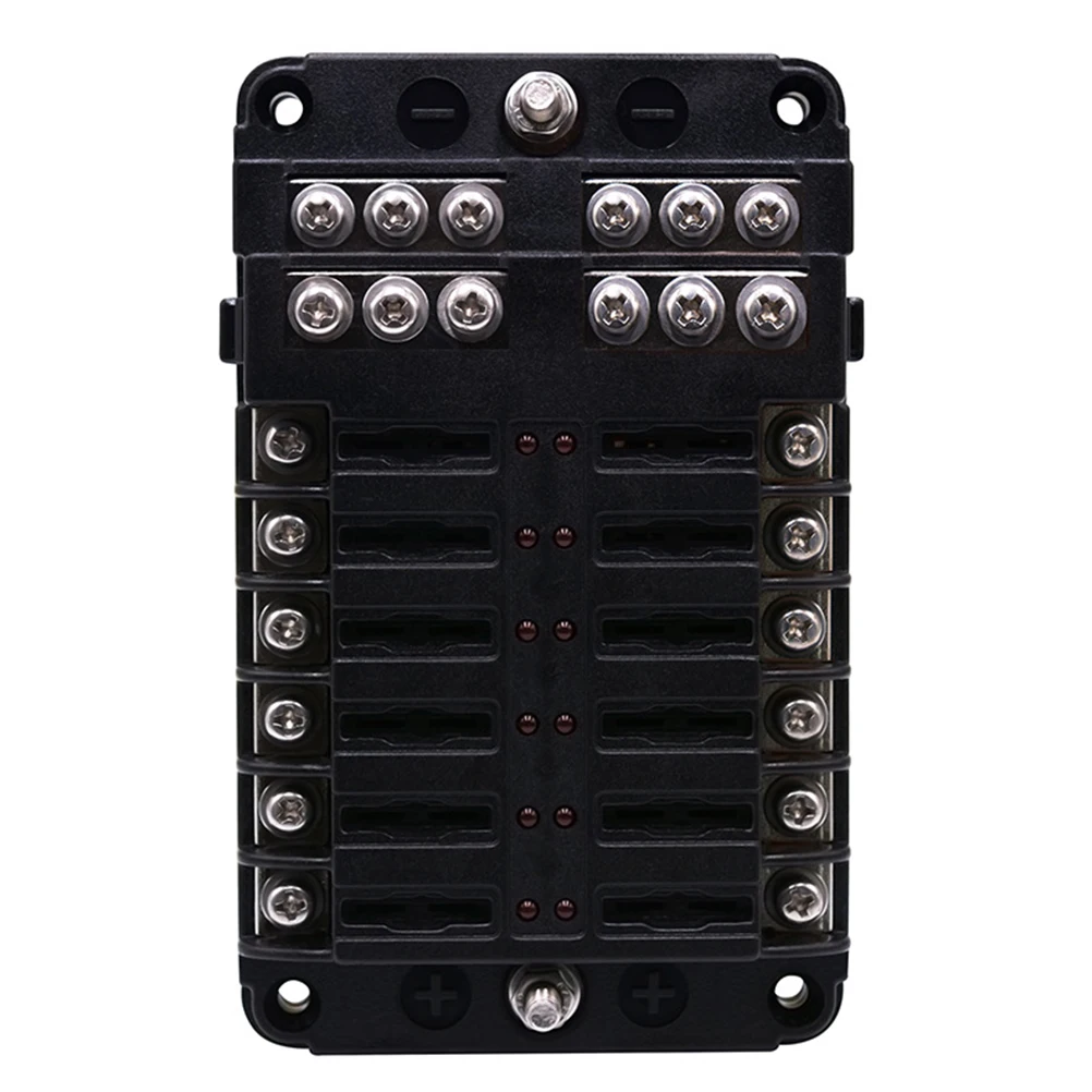 

12 Way Fuse Box Holder LED Indicator ATC 32V 30A Circuit 100A Panel Transparent Cover Dustproof Easy Install Car