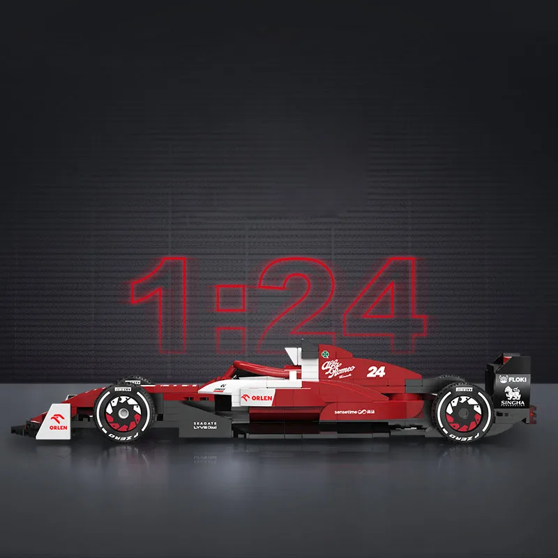 テクニック-F1レーシングカービルディングブロック,スケール1:24,アルファロメオc42,フォーミュラ1,車両レンガ,レーサーフィギュア,ギフト玩具,2022