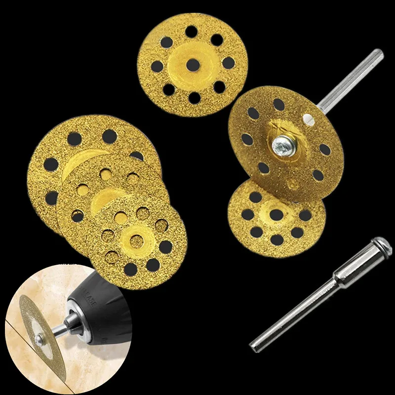 10pcs Diamond Cutting Disc Saw Blade Glass Metal Ceramic Gemstone Cut Off Wheel Dremel Drill Rotary Tool with Connecting Shank