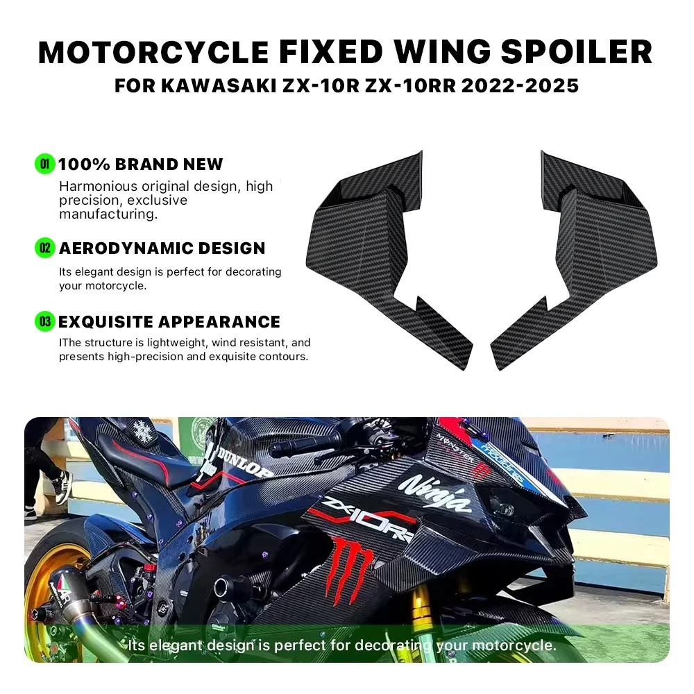 

For Kawasaki ZX-10R ZX-10RR 2022-2025 Motorcycle high-quality abs aerodynamic fixed wing spoiler windshield wing winglet aileron