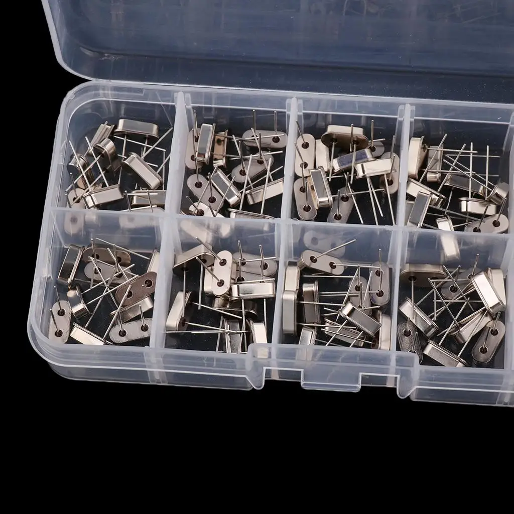 Assortment Pack Quartz Crystal Oscillator Aluminum 10 Value Selection Kit for Electronic Devices TV DVD MP3 Players