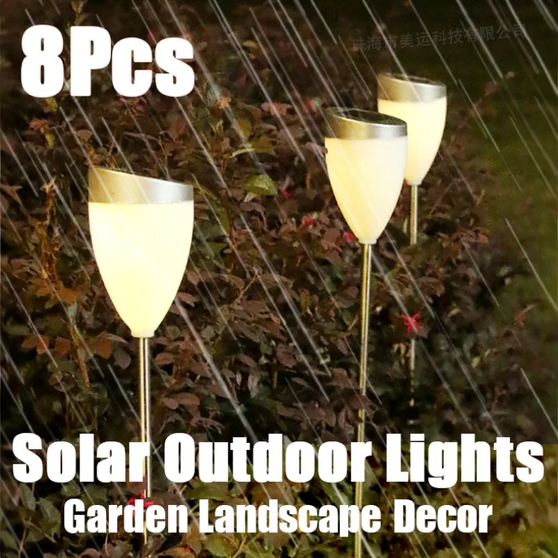 

8Pcs Solar Tulip Lights Outdoors Landscape Small Night Courtyard Waterproof Gardens Villa Lawn Lamps Christmas Party Decorations