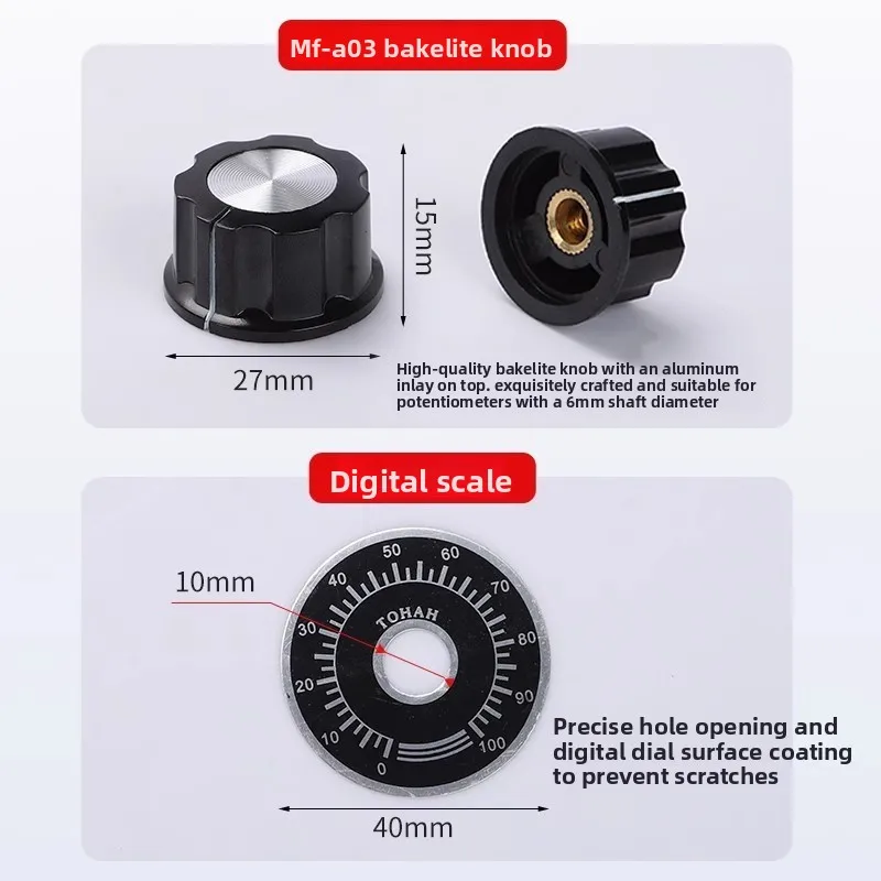 مقياس الجهد WTH118-1A، 2 وات، 1 ك/2.2 ك/4.7 ك/10 ك/22 ك/47 ك/100 ك/470 ك/1 متر، بدوره واحد