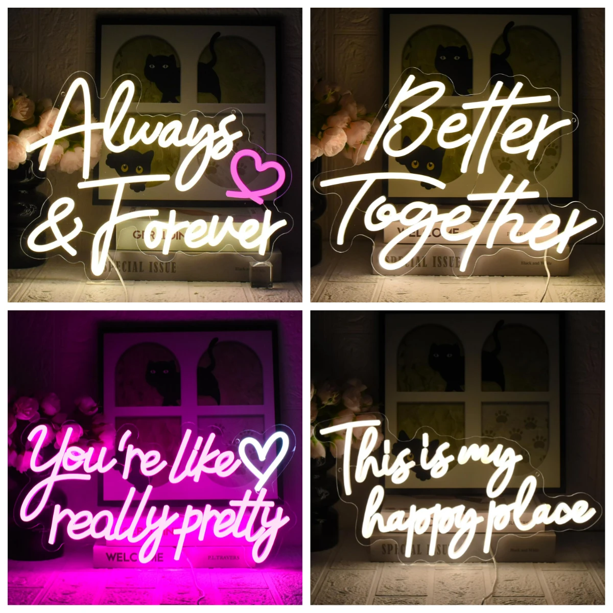 Always & Forever Neon Sign USB Dimmable LED Lights for Bedroom Proposal Anniversary Wedding Christmas Wall Decoration Gifts