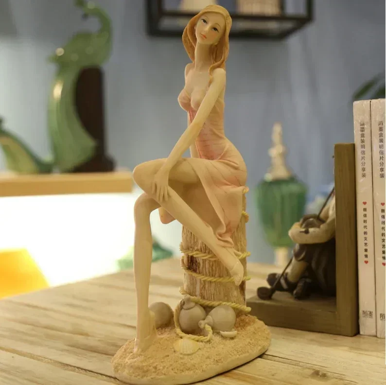 

Modern Beauty Girl Resin Ornaments Store Cafe Office Sculpture Crafts Home Cabinet Bookcase Figurines Decoration Birthday Gifts