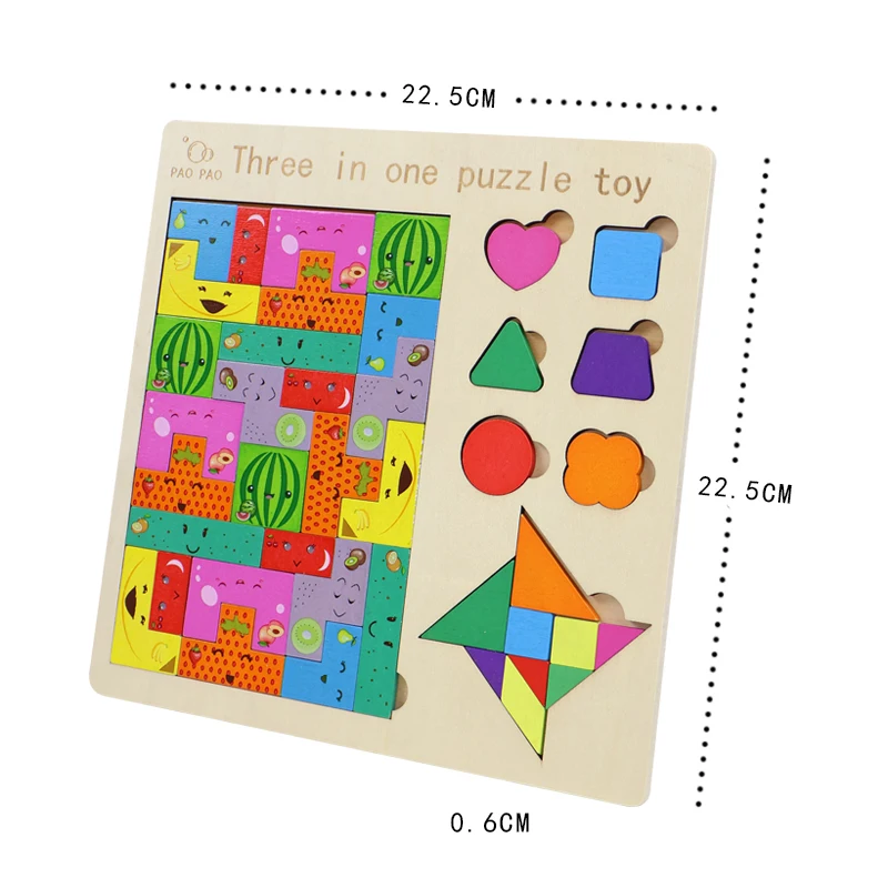 3 em 1 crianças bloco de madeira jogo quebra-cabeça bebê pensandológica educação precoce funtoy mesa treinamento cerebral montessori presente aniversário