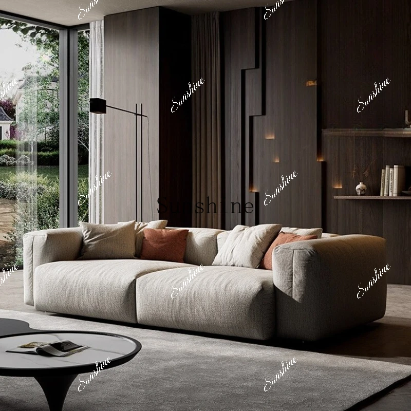 Sofa fine linen fabric simple module Italian minimalist tofu block straight row combination large flat layerP