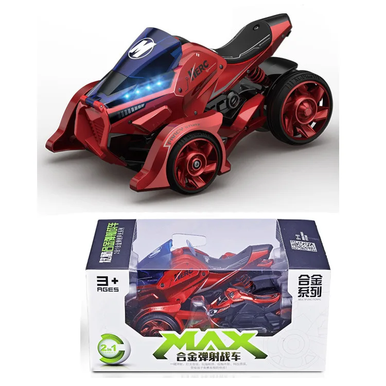 1:32 Scale Wheels Diecast Motorcycle Ejection Chariot Metal Model with Light and Sound Pull Back Vehicle Toys for Kids Gifts