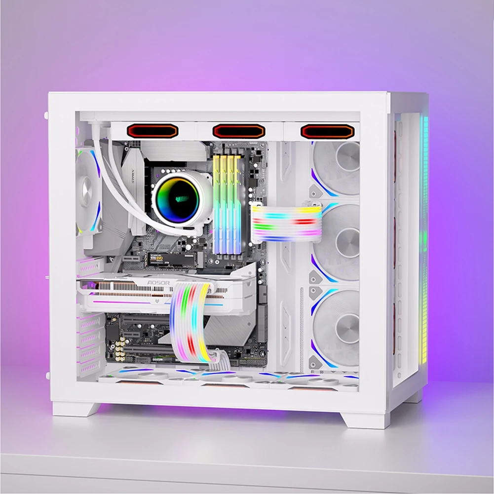 ARGB 마더보드 전원 공급 케이블, 부드러운 실리콘 튜브 포함, 8 핀 ARGB 익스텐션 케이블, RGB PSU 케이블 연장, 24 핀, 5V