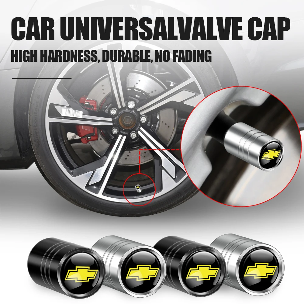 4PC Metal Car Wheel Tire Valve Air Stem Cap Covers Car Badge Decor For Chevrolet Colorado Cruze Spark Captiva Aveo Camaro Malibu