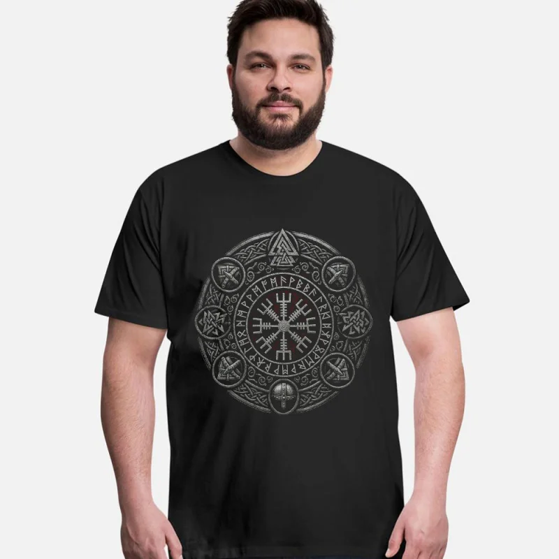 

Viking Runes and Odin's Symbol 0414 Nordic Gift T-Shirt Viking Runes Norse Myths Graphic clothes All size tops S-6XL