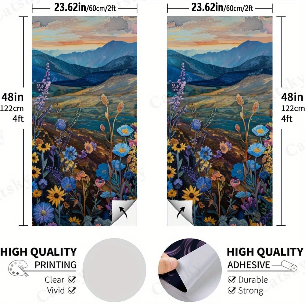 Mountain Wildflowers,2D Flat Vinyl Sandboard Decals - Budget-Friendly and High Value, Bubble-Free and Easy to Stick, Waterproof