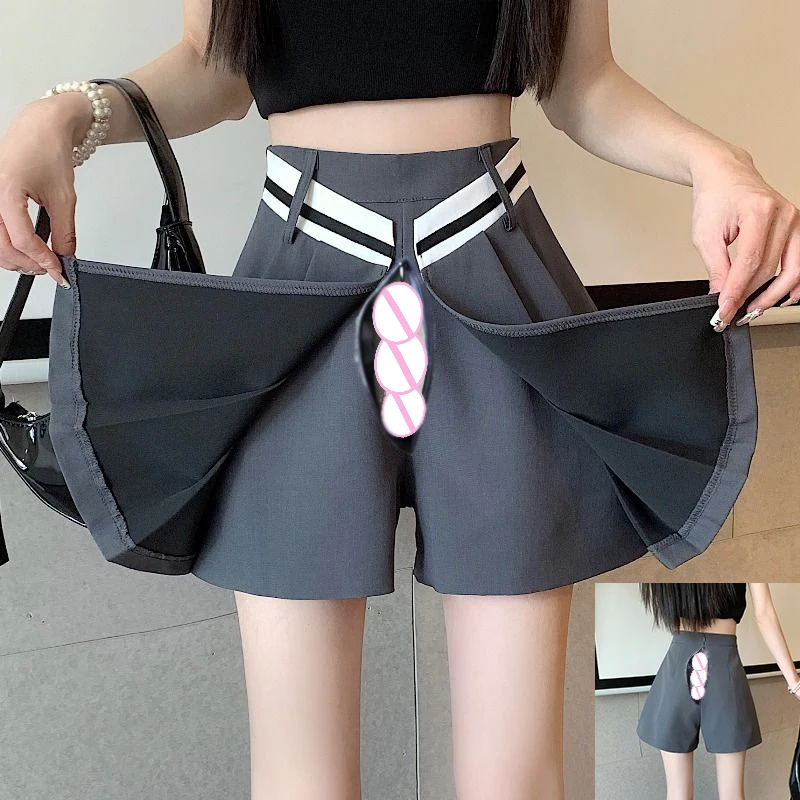 

Outdoor Sex Erotic Pantskirt Summer Western Short Culottes Women Casual Wide Leg Hot Pants High Waist Pleated Skirt Mini Skirts