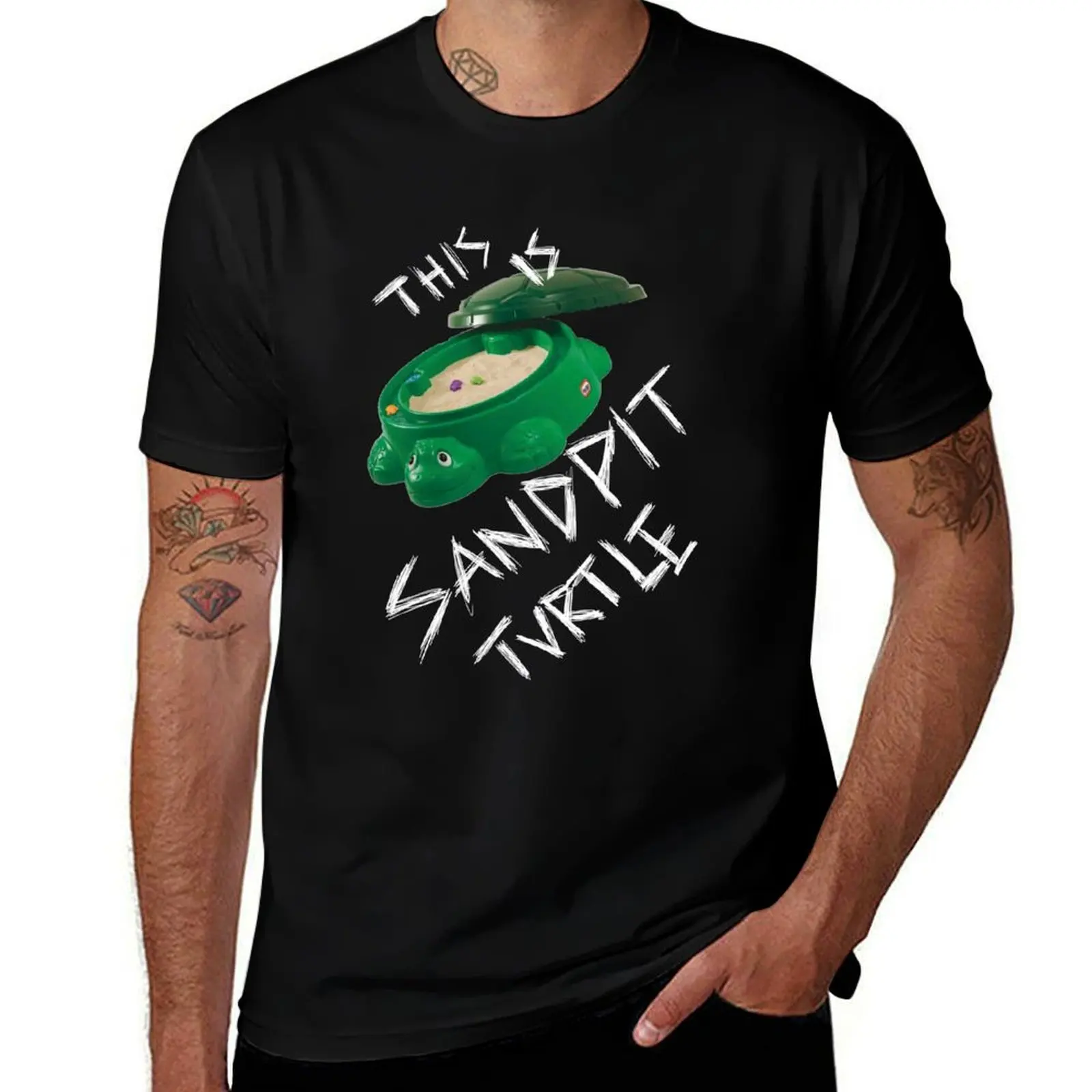This Is Sandpit Turtle - bmth meme - white on black T-Shirt Urban Casual Loose Fit Tee