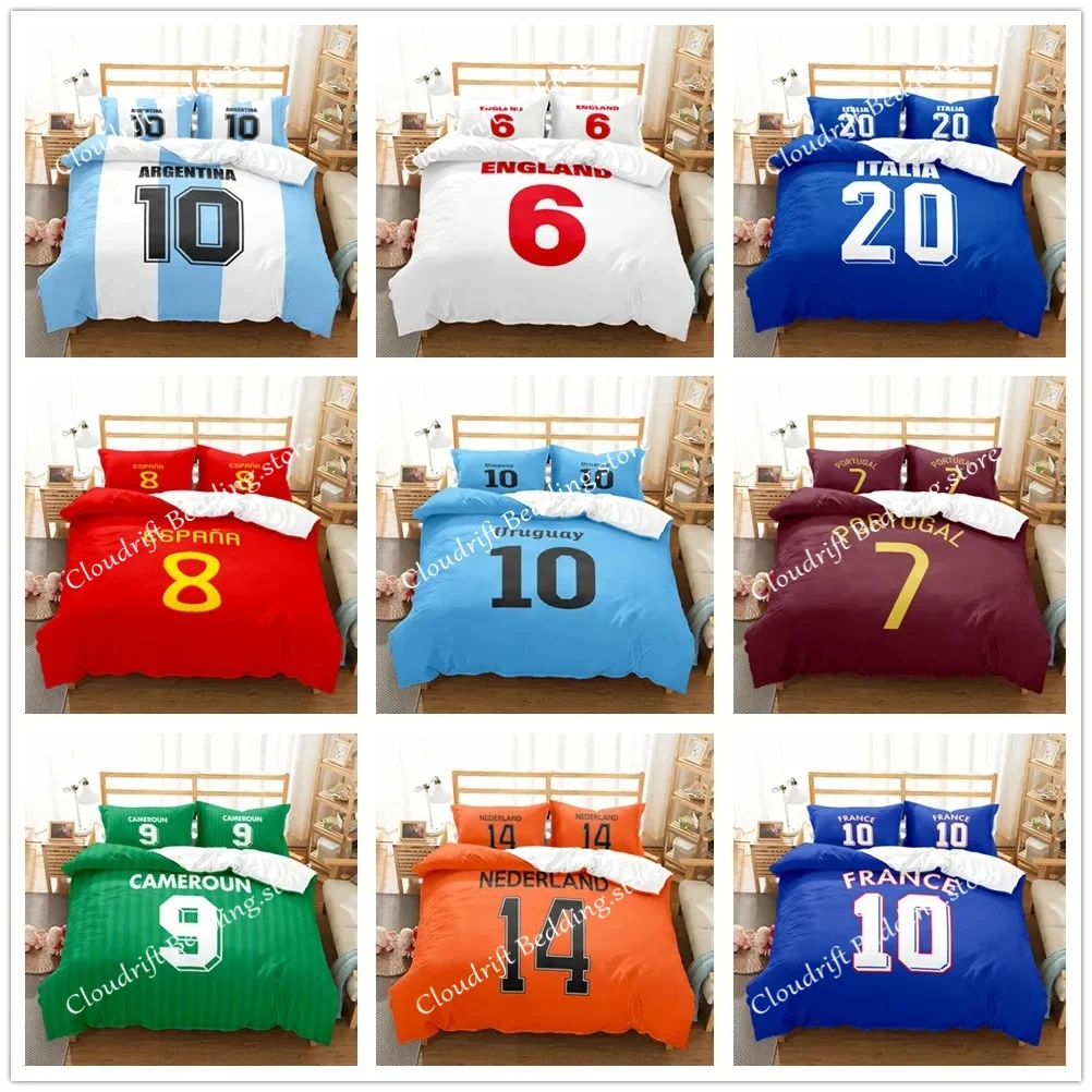 National Soccer Team Core Player Number Duvet Cover Set EU Single Double King US Twin Full Queen Size  Bedclothes