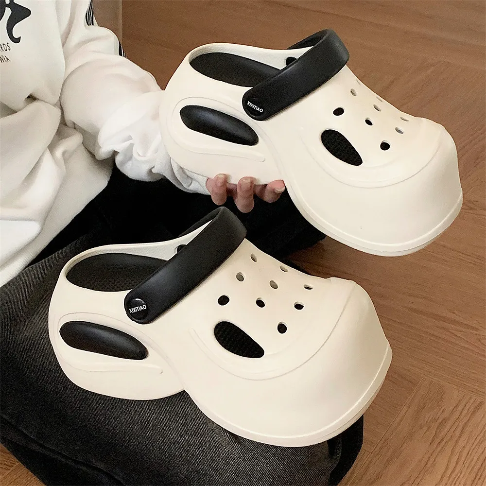 

2025 summer women fashion white chunky platform sandal thick sole eva clogs garden shoes for women non slip couple beach slipper