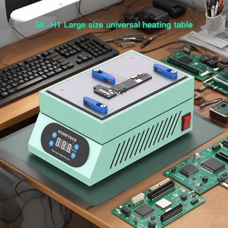 SK-H1 Preheating Station with Digital Temperature Control 139*90mm Heating Area & Blue Clamp for PCB Soldering & BGA Repair Tool