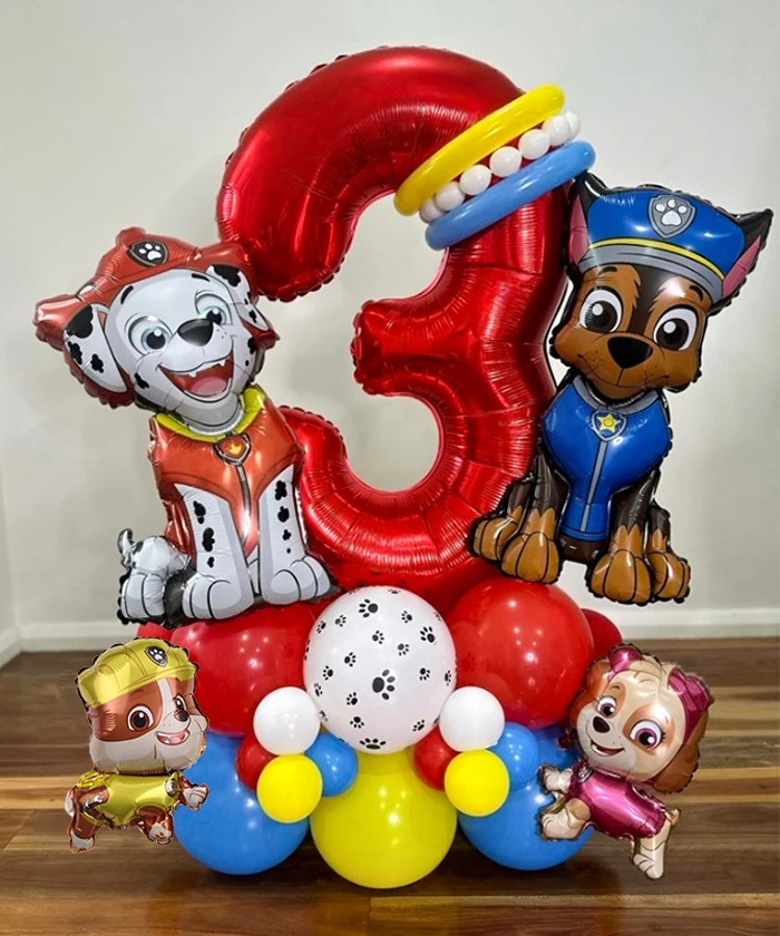 Cartoon Paw Patrol Dog Chase Balloon Birthday Decoration Number Aluminum Latex Balloons Set Kids Party Supplies Gift Favor Decor