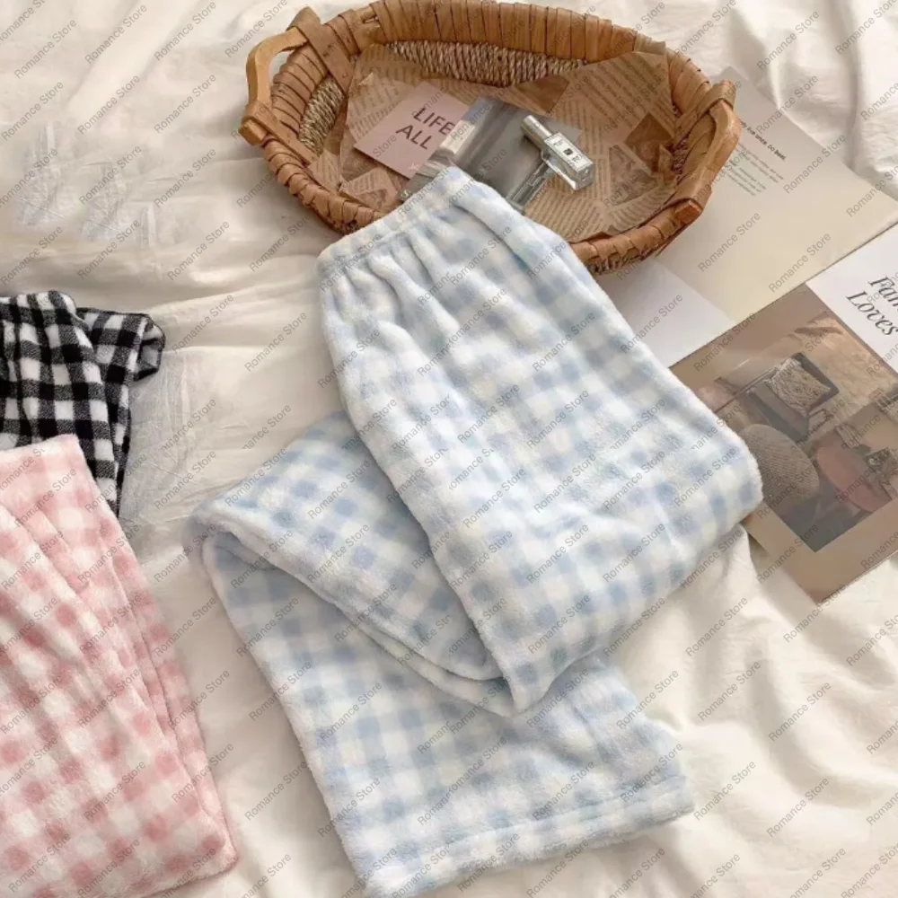 Flannel Pajama Pants New Type of Warm Casual Versatile Long Pants for Autumn and Winter Classic Checked Pants for Home Use