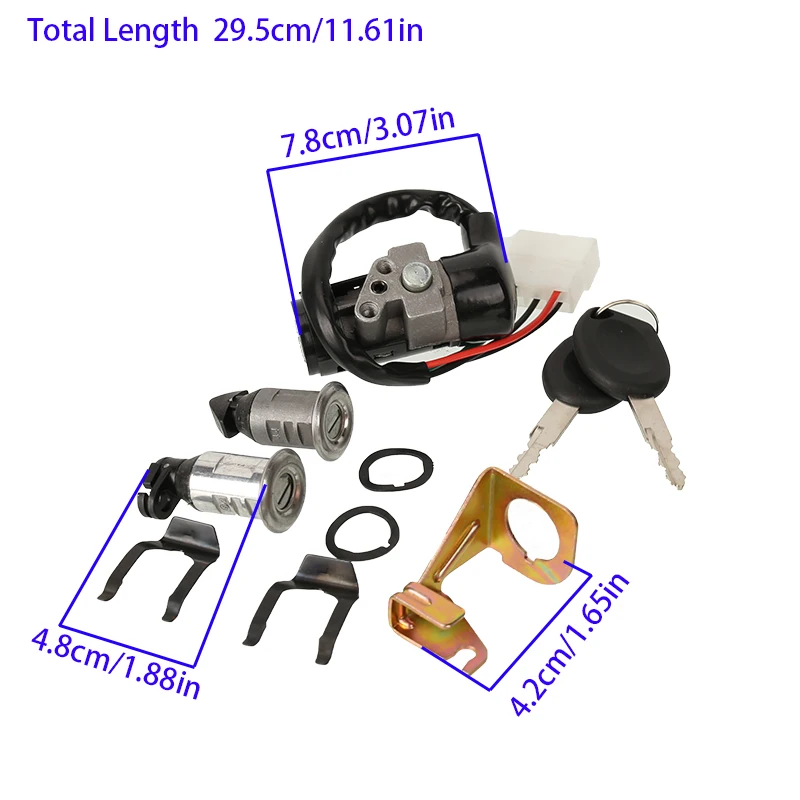 Lgnition Switch Lock Storage Box Lock Length 5 Wire 19 30 MM Ignition Lock Key Set for Honda Scooter 100 125 GY6 125 Spare Parts
