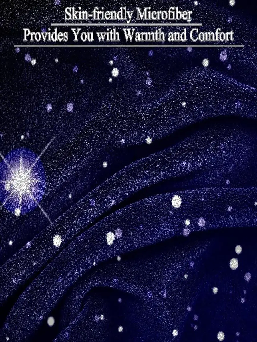 Plush Blanket Nap Blanket Warm Cozy Soft Microfiber Starry Night Sky Design for Home Bed Sofa