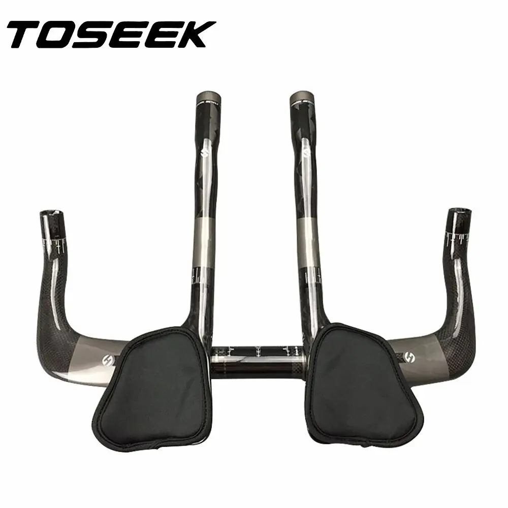 TOSEEK Carbon Handlebar Bike TT Handlebars Rest Bar Ends MTB Road TT Triathlon Time Trial Tri Bicycle Bars Parts 31.8mm