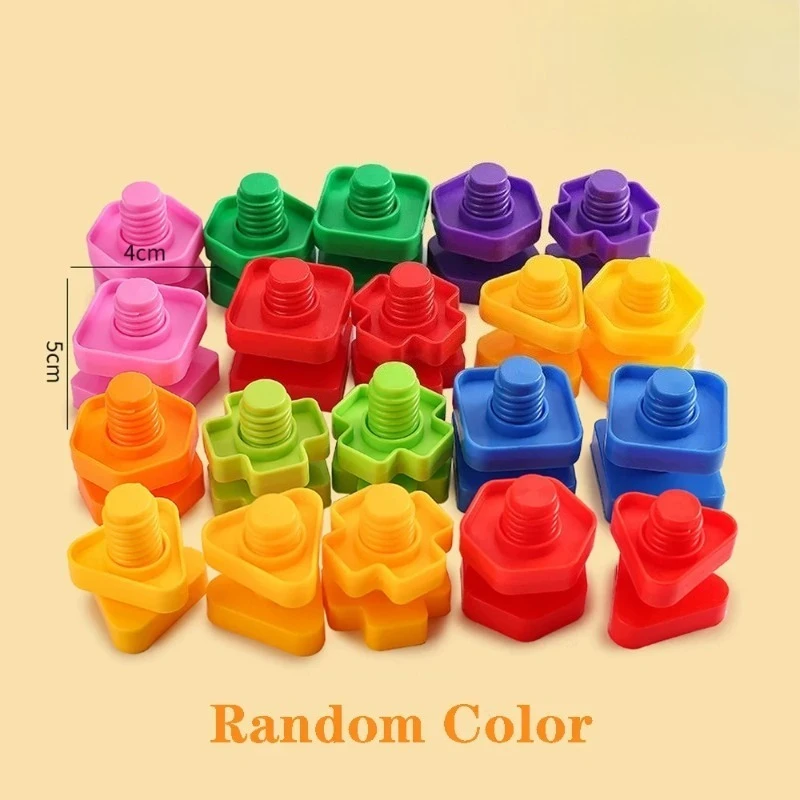 10/20-teiliges Set aus Kunststoff-Montageschrauben-Bausteinen für Kinder, Montessori-Lernspielzeug zur Form- und Farberkennung
