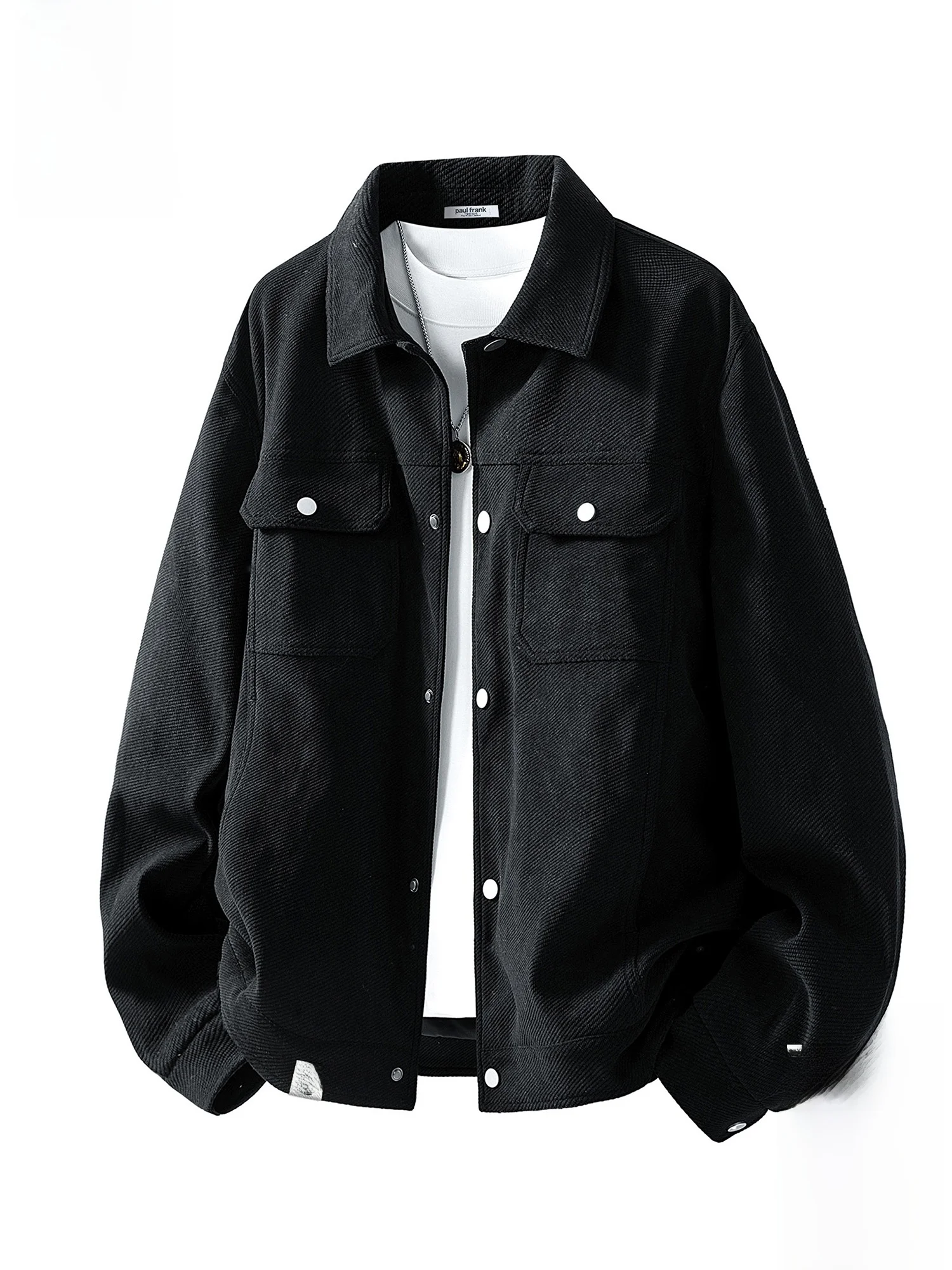 

PaulFrank Leisure Pure Color Casual Jaet Men's Spring New Loose Collar Workwear Outerwear Polyester Fiber Long Sve