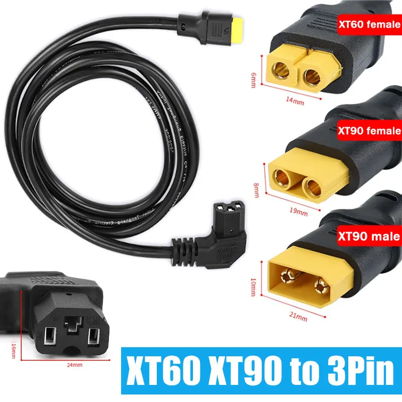 XT60 XT90 Male Female Terminal For Motorcycle Battery Charger Cable To 3Pin Elbow Extension Cable Connector Battery Charger