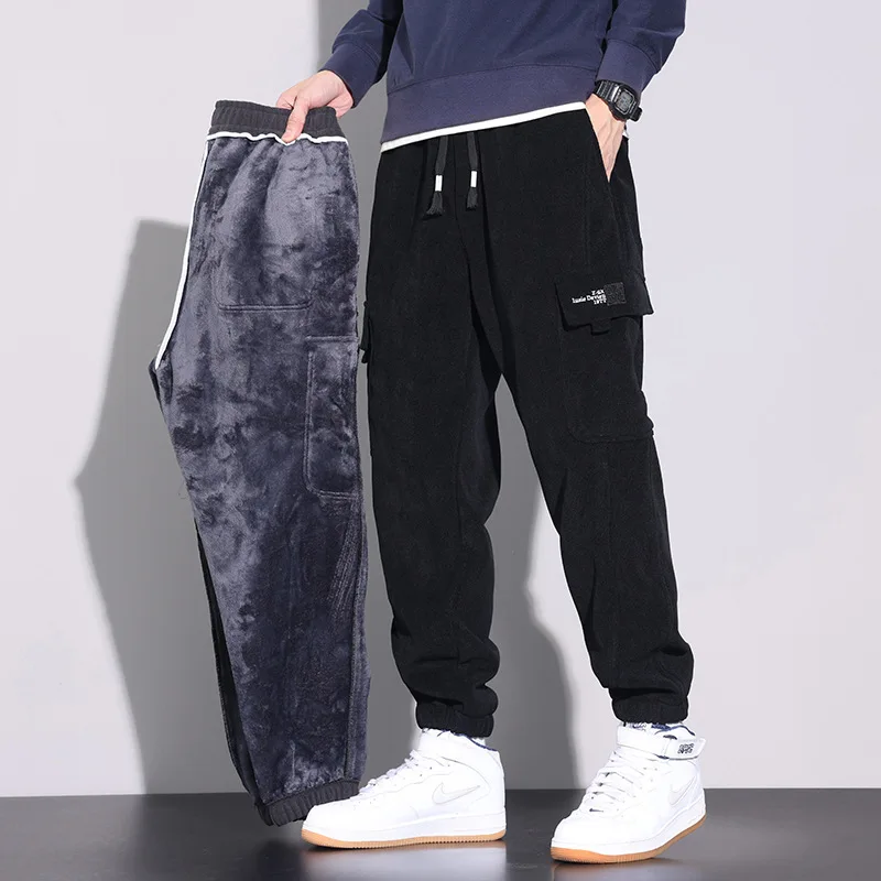 Brand Clothing New Winter Fleece Warm Corduroy Pants Men Cargo Work Thick Baggy Streetwear Joggers Trousers Male Large Size 5XL