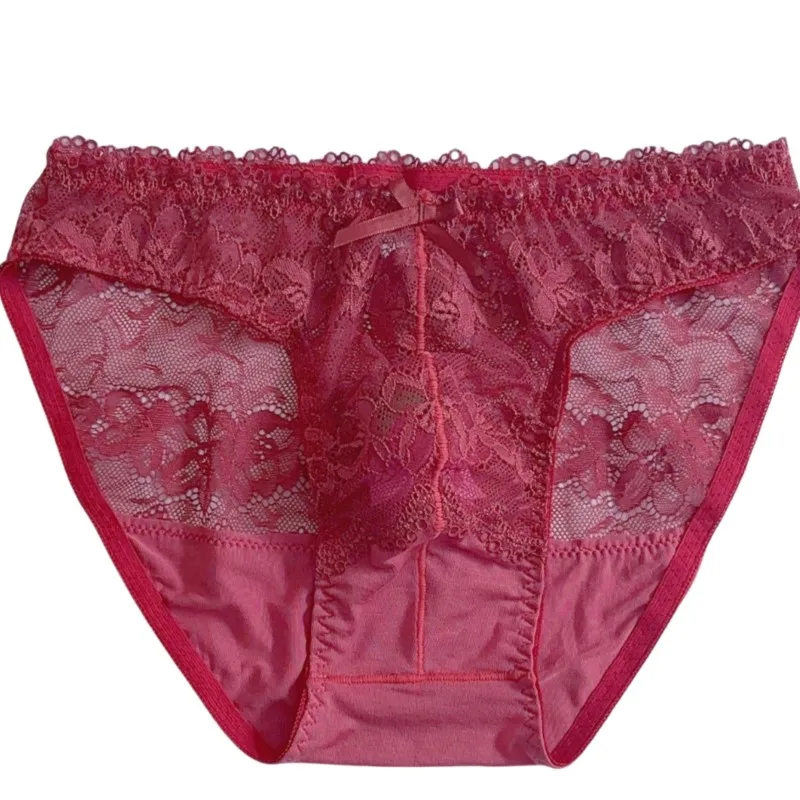 

Sexy Man's Panties Lace Bow Briefs Mesh Soft Underpants Sissy Comfortable Underwear Private Panty Party BF Gifts Costumes