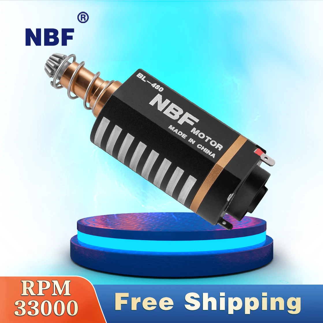 

NBF 480 Ultra Torque Motor, RPM33000 Long-Axis, Strong Magnet for M16/M4/MP5/G3/P90 AEG - High Performance Airsoft Upgrade