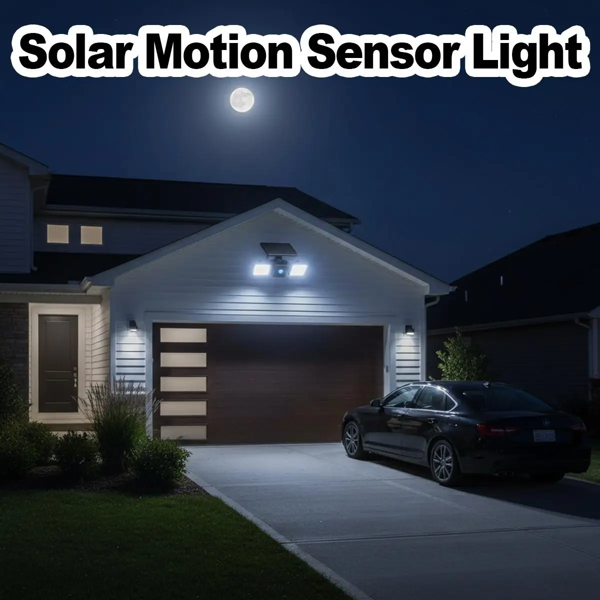 3-Head Rotatable Solar Wall Light 74LED Cool White IP65 Durable ABS Security Flood Lamp Outdoor Garden Pathway Illumination Deco