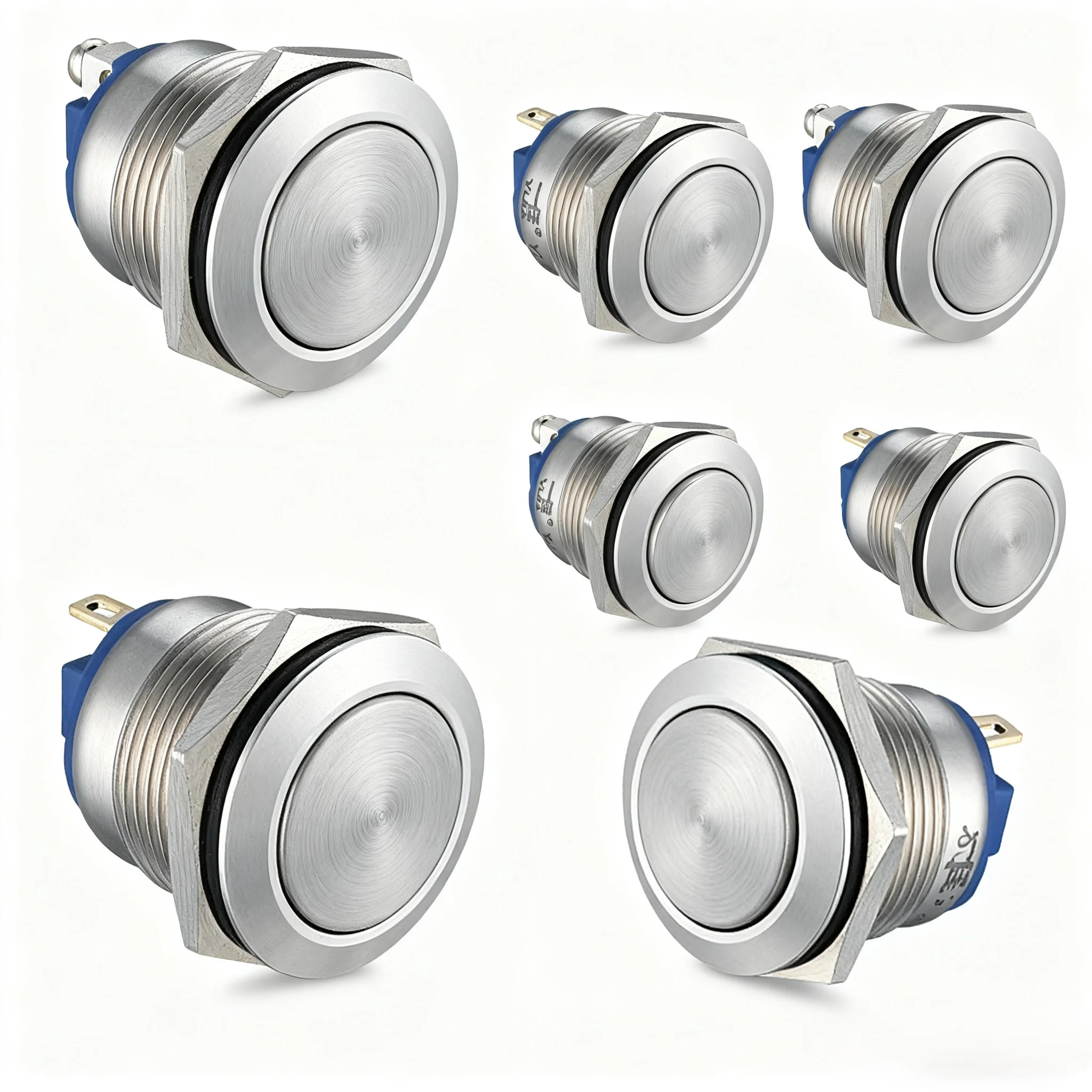 Zusen 19mm Interruptor de botão momentâneo de metal Tampa de botão de processo escovado de aço inoxidável IP65 para eletrônicos
