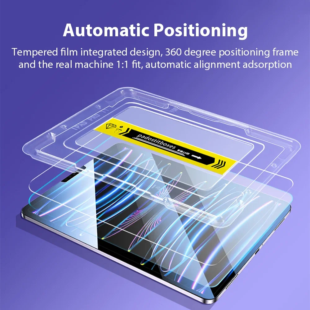 Kit de Alineación automática de vidrio templado, Protector de pantalla para iPad 10. ª generación Pro 12,9, 11, 13, M2 2024, Air 5, 4, 3, 9. ª, 7. ª, Mini 6 película