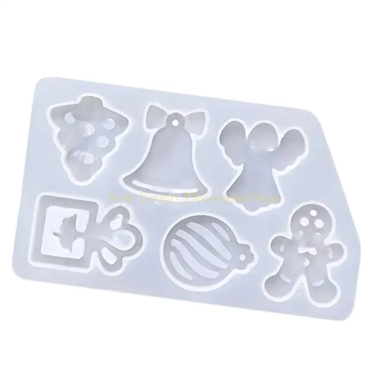 قالب عيد الميلاد من السيليكون بدرجة الغذاء D46E مع خطافات أذن من الخرز لصنع المجوهرات #5