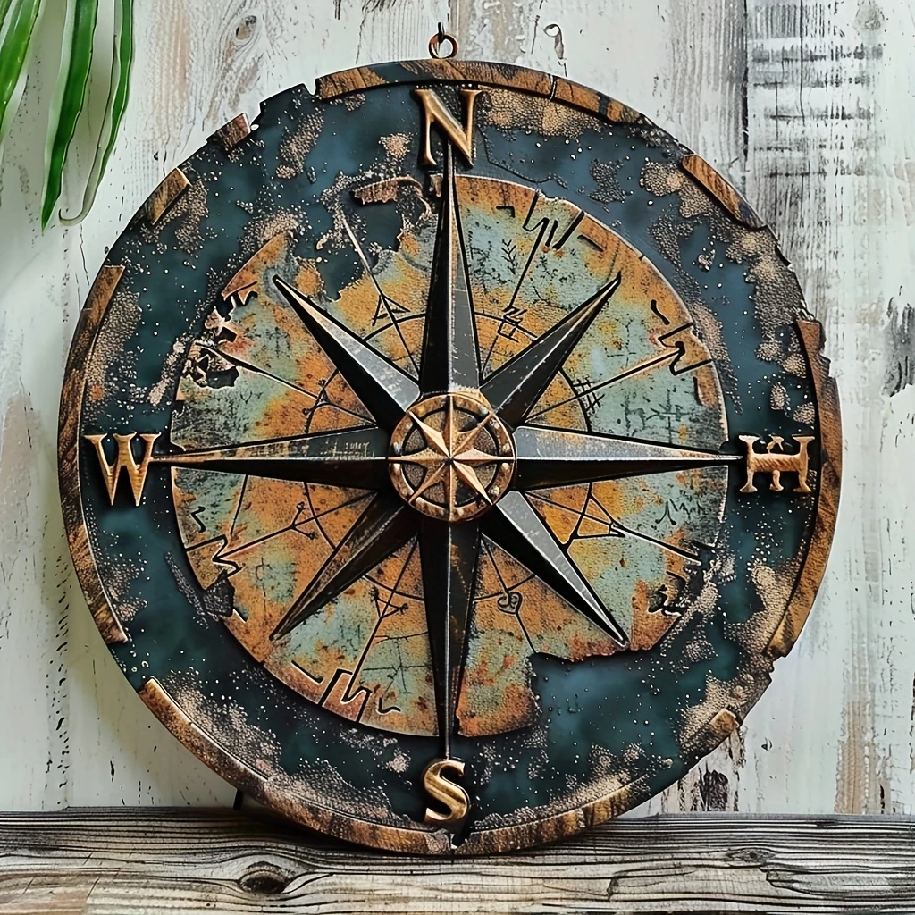 Image of 8 Zoll 2D Holz-Flachkompass für Seefahrer, Holzdeck-Dekoration, Geschenk für Segelbegeisterte