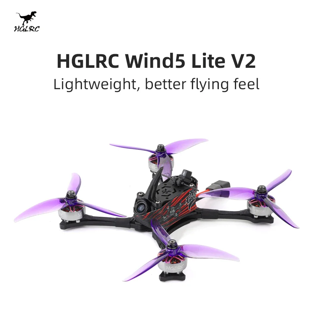 

HGLRC Wind5 Lite V2 - 5-дюймовый гоночный квадроцикл F722 60A 350 мВт 2306,5 1900KV 6S