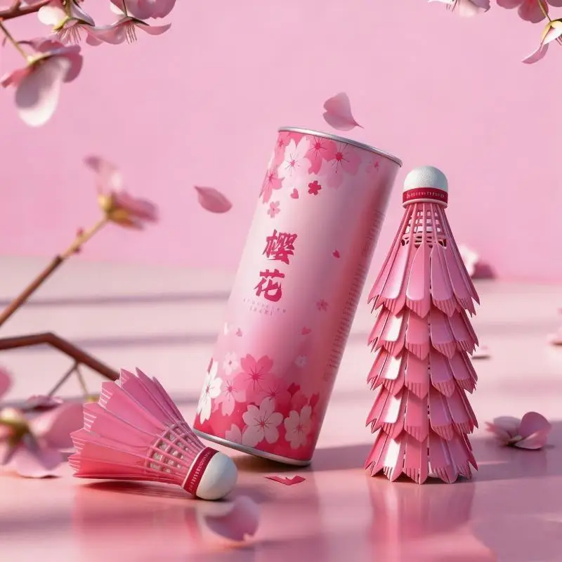 12Pcs Pink Cherry Blossom Badminton Shuttlecocks Nylon Training Shuttlecock For Indoor Outdoor Sports Practice Game