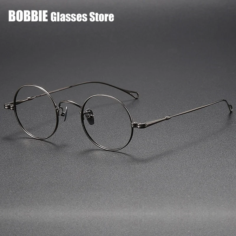 Japanese Retro Small Round Eyeglasses Pure Titanium Ultra-light Men Women Anti Blue Light Near Vision Glasses Frame Optical Eye