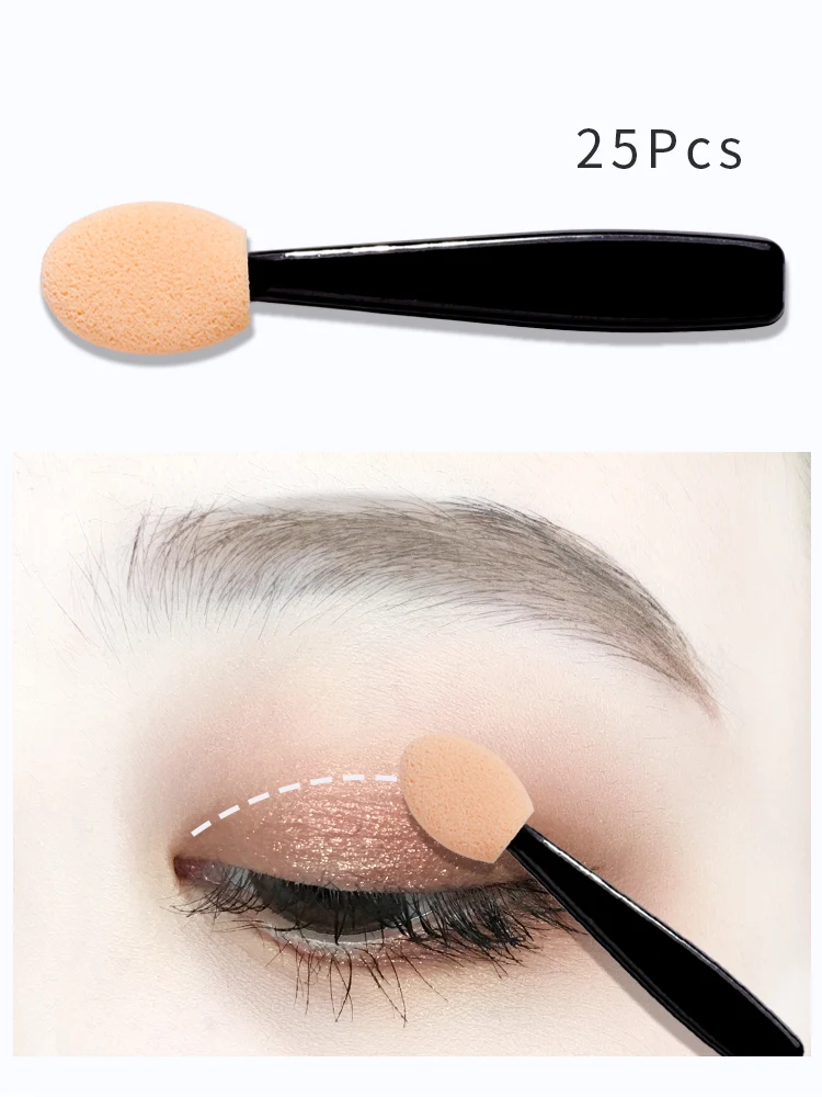 Eyeshadow Applicator 25pcs Pro Sponge Make Up Supplies Portable Eye Shadow Brushes Nail Mirror Powder Brush