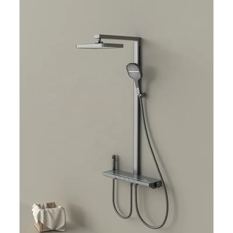 Gray Luxurious Chrome Plated Bathroom Shower , All Copper Material for Hot and Cold Switches Bathroom Shower Set